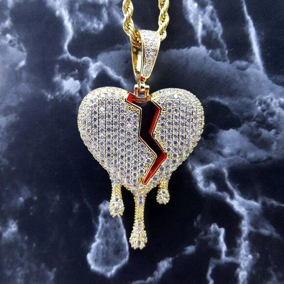 18"Rope Chain + 14K Gold Finish Teardrop H… - Picture 1 of 11